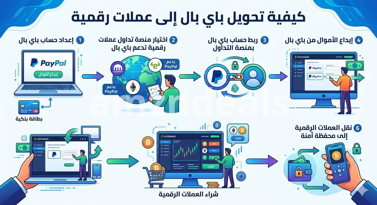 أفضل طريقة تحويل باي بال إلى العملات الرقمية لعام 2026