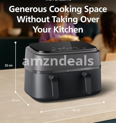 مراجعة مقلاة هوائية بسلة مزدوجة-سلسلة 3000-فيليبس، سعة 9 لتر